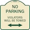 Signmission Parking Violators Will Towed W/ Bidirectional Arrow Heavy-Gauge Alum Sign, 18" x 18", TG-1818-23349 A-DES-TG-1818-23349 - alternate 1